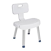 Drive Medical Bathroom Safety Shower Chair with Folding Back, White