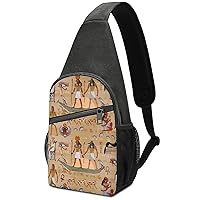 Egyptian Hieroglyphs And Pharaohs Sling Daypack Casual Crossbody Backpack Chest Shoulder Bag For Travel And Hiking
