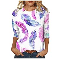 Crops Short Sleeve Fall Top Female Work Casual Loose Fitting Light Tops Printed Scoop Neck Blouses