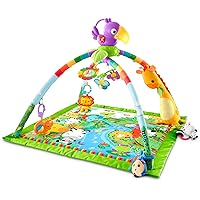 Fisher-Price Baby Gym Play Mat, Rainforest Music & Lights Deluxe Gym For Newborn Tummy Time Play [Amazon Exclusive]