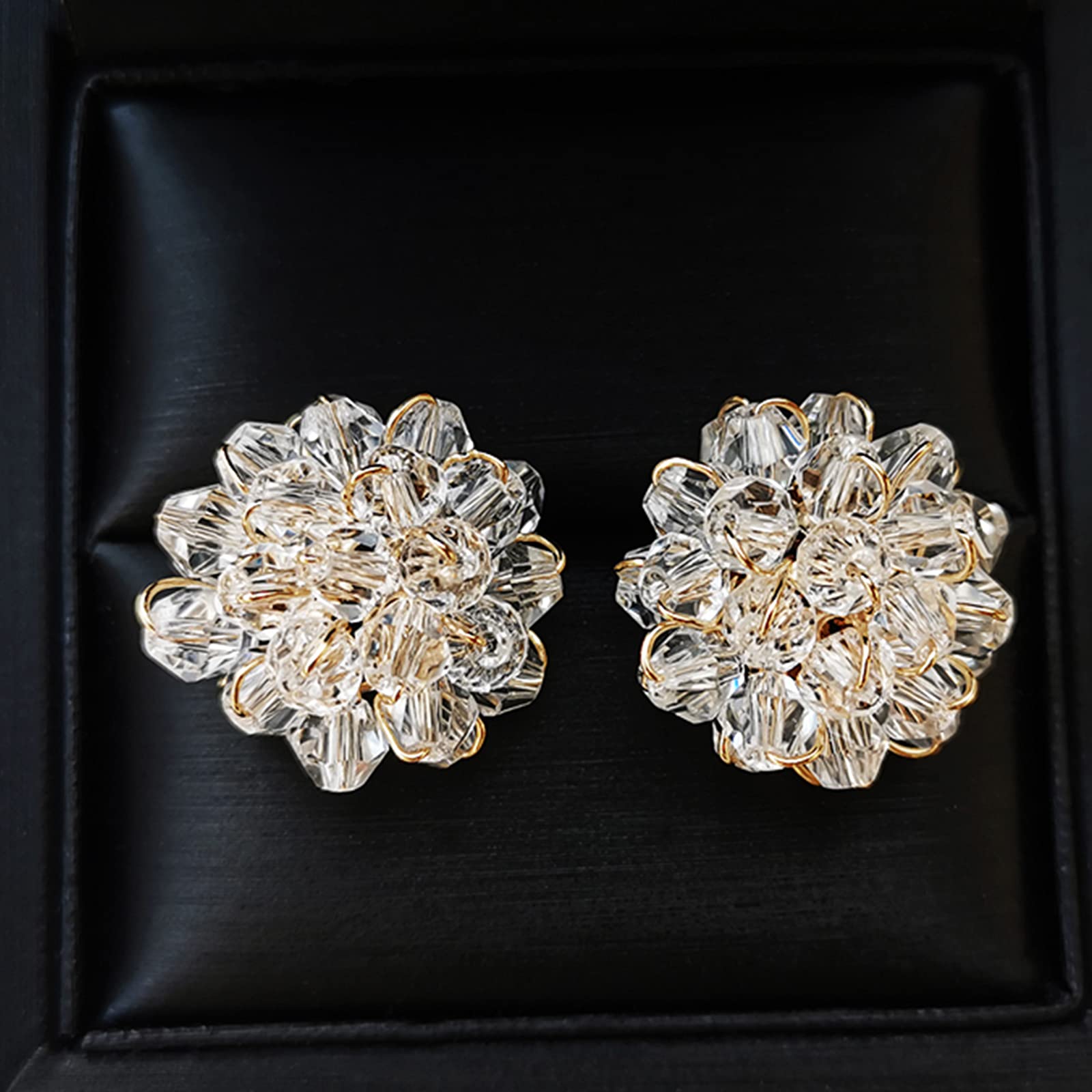Crystals Drop Dangle Earrings for Women Girls Blue Heart Princess 18K Gold Sterling Silver Cz Tassel Stud Flower Boho