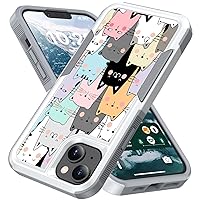 Case for iPhone 15, Cute Cats Pattern Shock-Absorption Hard PC and Inner Silicone Hybrid Dual Layer Armor Defender Case for Apple iPhone 15 6.1
