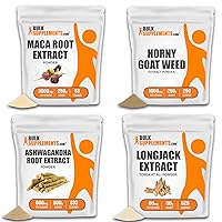 BULKSUPPLEMENTS.COM Maca Root Extract Powder (250g), with Horny Goat Weed Powder (250g), Ashwagandha Root Extract Powder (500g), & Longjack Extract Powder (50g) Bundle