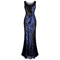 Angel-fashions Women's Sheer Gold Sequined Black Splicing Evening Dress