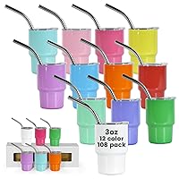 3oz Mini Tumbler Shot Glass with Straw and Lid, 108 Pcs Shot Glasses Stainless Steel Double Vacuum Insulated, Cute Colorful Sublimation Shot Cup Set for Wedding Party Whiskey Cocktail Bar