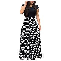 Dress for Women, Womens Casual Floral Printed Maxi Dress Short Sleeve Party Long Dress