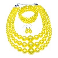 Faux Pearl Statement Necklaces Big Pearl Necklace for Women Chunky Pearl Necklace and Earring Set Large Pearls Costume Necklace