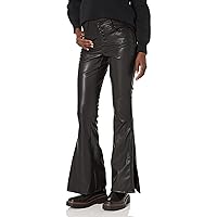 dollhouse Women's Contouring Brownvegan Leather Flare with Side Slit and Exposed Buttons