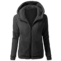 Womens Fleece Jacket Fuzzy Fleece Jacket for Women Sherpa Linend Jackets with Hood Full Zip up Hood Jacket with Pockets