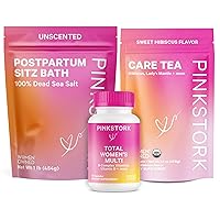 Pink Stork Pregnancy Loss Recovery Bundle: Care Package with Motherwort & Red Raspberry Leaf Tea, Multivitamins for Women, Magnesium Sitz Bath - Menstrual Cycle Support, Women-Owned