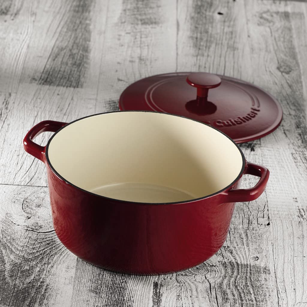 Cuisinart Chef's Classic Enameled Cast Iron 5-Quart Round Covered Casserole, Cardinal Red