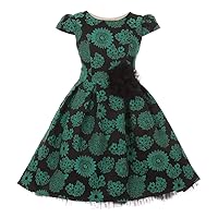 Girls Flared Brocade Jacquard High Low Peek-A-Boo Holiday Special Occasion Dress