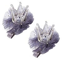 2Pcs Diamond Crown Hair Pin Princess Flower Mesh Hair Clips Rhinestone Crystal Tiara Hair Barrettes for Party Hair Accessory ( )