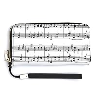 Music Stave Notes Women's Travel Wristlet Wallet Long Purse Card Holder Handbag With Zipper