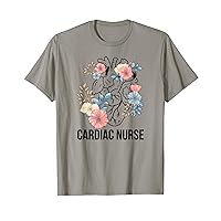 Cardiac Nurse Flowers Cardiac Nursing Cardiology Nurse T-Shirt