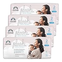 Amazon Brand - Mama Bear Plush Protection Diapers - Size 2, One Month Supply, Hypoallergenic Premium Disposable Baby Diapers, 184 Count (Pack of 4), White and Cloud Dreams