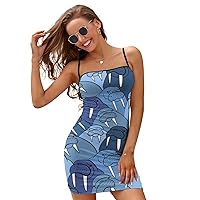 Blue Walrus Slim Slip Dress for Women Sexy Mini Dress Backless Sundress Summer Dresses