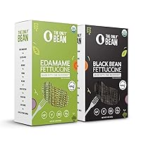 The Only Bean - Organic Edamame and Black Bean Fettuccine Pasta - High Protein, Keto Friendly, Gluten-Free, Vegan, Non-GMO, Kosher, Low Carb, Plant-Based Bean Noodles - 8 oz (Variety Pack) (2 pack)