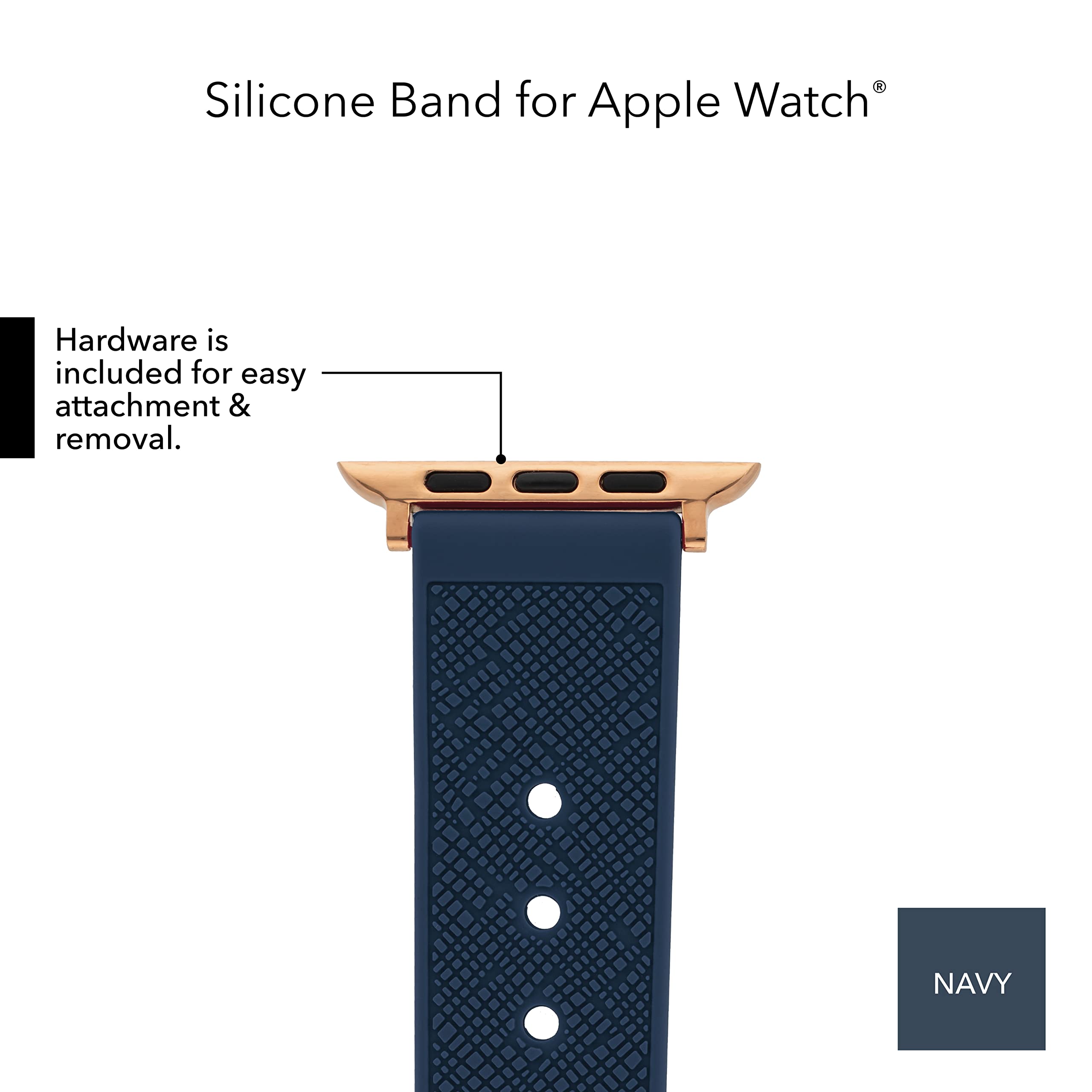 Anne Klein Silicone Fashion Band for Apple Watch Secure, Adjustable, Apple Watch Band Replacement, Fits Most Wrists