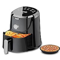 4.2 QT Air Fryer Oven Cooker with Temperature and Time Control, 2 Independent Frying Baskets, Pizza Pan, Dishwasher Non-stick Basket 6 Cook Presets CE Certified Black (Black-Knob)