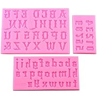 Mujiang Number Chocolate Mould Silicone Letter Mold Candy Making Alphabet Fondant Molds Set of 3