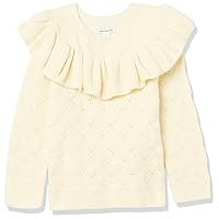 Amazon Essentials Girls and Toddlers' Soft Touch Ruffle Sweater-Discontinued Colors