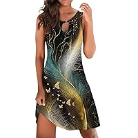Sundresses for Women Vacation Midi Casual Lightweight Cotton Sun Dresses with Pockets Women Summer Casual Plus Size Dress