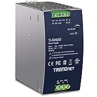 TRENDnet 240W, 52V DC, 4.61A AC to DC DIN-Rail Power Supply, TI-S24052, Industrial Power Supply with Built-in Power Factor Controller Function, Silver