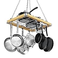 Cooks Standard Ceiling Mounted Wooden Pot Rack, 24-inch by 18-inch