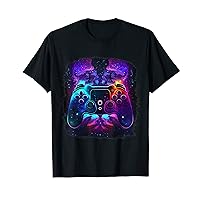 Gamer Streamer Abstract Fantasy Neon Controller T-Shirt