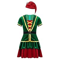 FEESHOW Children Toddler Girls Christmas Elf Mrs Santa Claus Costumes Party Outfit Fancy Tutu Dress with Hat Set