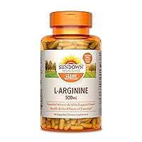 Sundown L-Arginine Capsules, 500mg, Supports Heart Health And Effects of Exercise, 90 Capsules