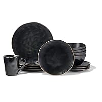 American Atelier Luna Round Dinnerware Set – 16-Piece Stoneware Dinner Party Collection w/ 4 Dinner Plates, 4 Salad Plates, 4 Bowls & 4 Mugs – Unique Gift Idea for Any Special Occasion or Birthday