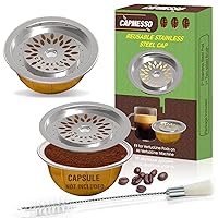 CAPMESSO Reusable Coffee Capsule Lid to Reuse Vertuoline Pods,Refillable Vertuo Capsules Cap Disc on All VertuoLine Machines- Bottom Capsules are Not included! (2*CAPS + 1*BRUSH)