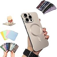 Metallic Paint Frameless Magnetic Phone Case, Matte Pc Ultra Thin Borderless Case with Lens Protector, Shiny Cooling Breathable Case for iPhone 15 14 13 Pro Max Plus (Gold,15promax)