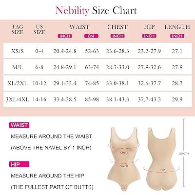  Nebility Womens Waist Trainer Seamless Round Neck Tummy  Control Shapewear Bodysuit