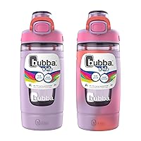 Bubba Kids Flo Silicone Sleeve and Wide Mouth, 16oz, 2-Pack Water Bottle, Medium, Multi