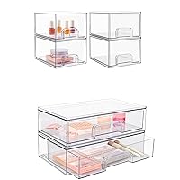 Vtopmart 4Pack 4.4''Tall and 2Pack 12'' Wide Stackable Makeup Organizer Storage Drawers Set