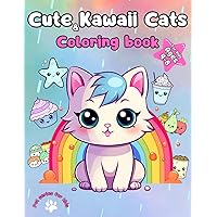Cute Kawaii Cats Coloring Book For Kids Ages 4-8: kawaii cats coloring book for children (Pet Series For Kids)