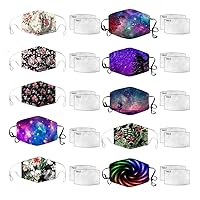 LATINDAY 10PCS Color Print Background Face Shields Dust Scarf Washable and Reusable Bandanas Headbands With 20PCS Filter