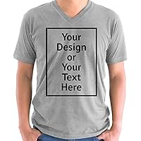 Personalized Shirts for Men V-Neck Custom Add Your Image T-Shirt Text Photo Front and Back Print Option