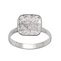 Shine Jewel 1.0 CT Natural Slice diamond Square Ring 925 Sterling Silver Platinum Plated Handmade Jewelry Gift for Women Size 7.5