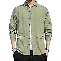 Men's Cotton Shirts Long Sleeve Button Down Top Regular Fit Work Shirt Comfort Warm Work Shirts