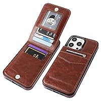 KIHUWEY Compatible with iPhone 15 Pro Max Case Wallet with Credit Card Holder, Flip Premium Leather Magnetic Clasp Kickstand Heavy Duty Protective Cover for iPhone 15 Pro Max 6.7 Inch (Brown)