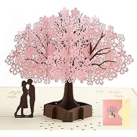 9Tnon Pop Up Cards Birthday Mothers day, Greeting Card for Wife Kids Woman Men Fathers Grandma, Celebrate Wedding Anniversary Thank You with envelope (Cherry Blossom Tree 2)