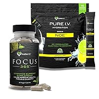 KaraMD Pure I.V. + Focus 365 - Special Bundle - Lemon Lime Hydration Packets (16 Sticks) & Powerful Supplement for Memory & Concentration (60 Capsules) - Fuel Your Energy & Concentration Now