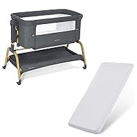 ANGELBLISS 3 in 1 Baby Bassinet with Gel Memory Foam Mattress, 6 Height Adjustable Easy Folding Portable Bedside Crib for Newborn Infant