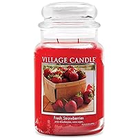 Fresh Strawberries 26 oz Glass Jar Scented Candle, Large