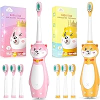 DADA-TECH Kids Electric Toothbrush Rechargeable Pink and Yellow(Blue Shiba Inu Dog)