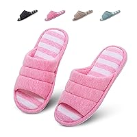 Womens Men House Slippers Open Toe Bedroom, Slippers for Women Indoor Home Shoes Soft Slip-on Memory Foam